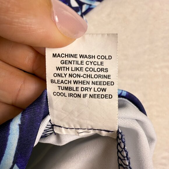 Ed Hardy Blue Abstract Geometric Print Cropped T-shirt Womens Large Y2K - Picture 5 of 6